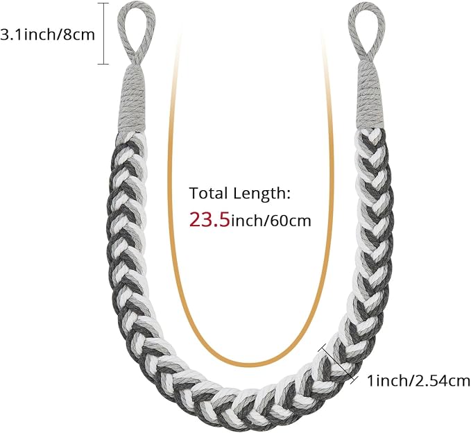 NICEEC 2 Pack Natural Cotton Rope Curtain Tiebacks Elegant Boho Style - Image 3
