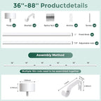 VOIIY White Curtain Rods for Windows 48 to 84 Inch, Size:36-88 Inch - Image 8