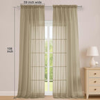 OWENIE Sheer Taupe Curtains 108 Inches Long - Image 2
