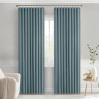 MIULEE Greyish Blue Back Tab Blackout Curtains 90 Inches Long 2 Panels Set - Image 9
