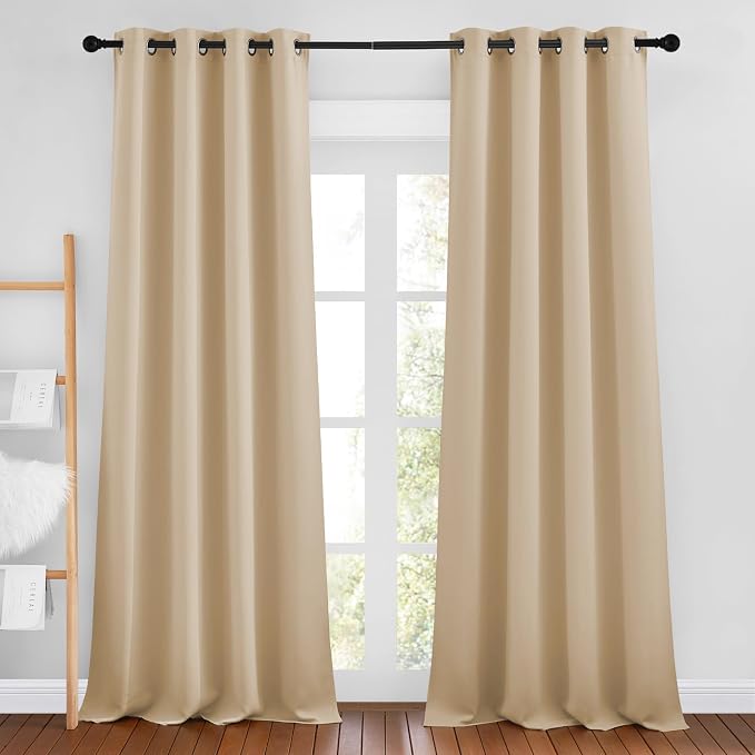 NICETOWN Biscotti Beige Curtains 96 inches Long, Grommet Thermal Insulated by NICETOWN
