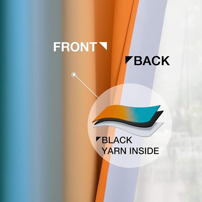 Yakamok Ombre Orange and Blue Curtains - Image 5