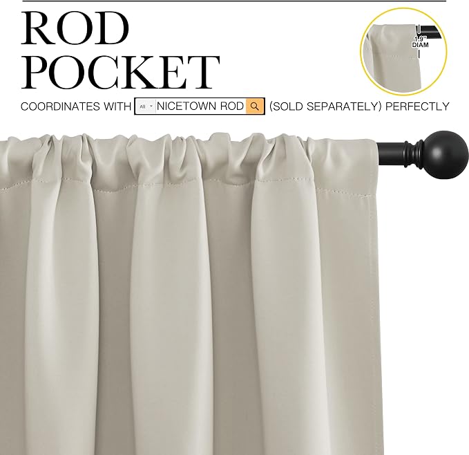 NICETOWN Blackout Curtains for Living Room, Darkening Window Curtain Panels - Image 3