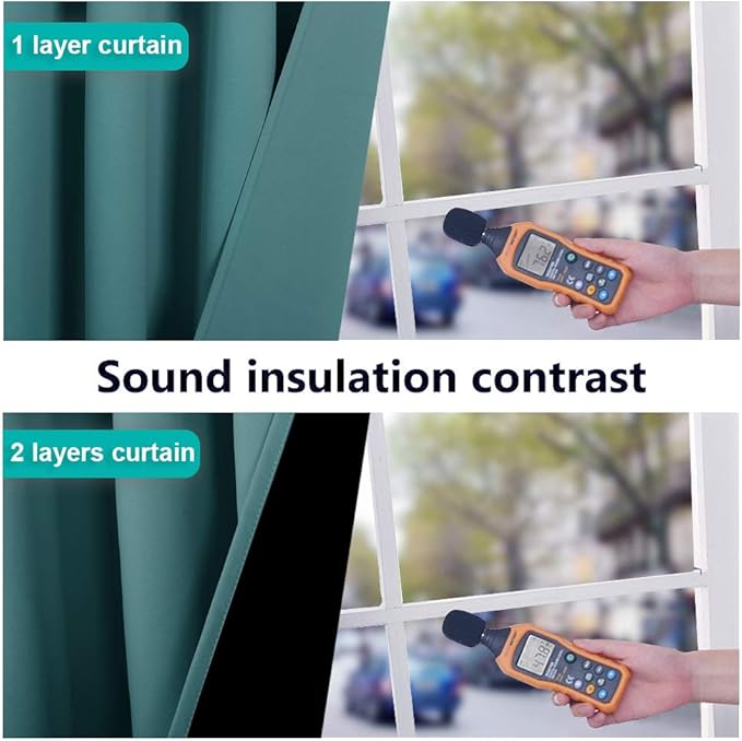 NICETOWN 100% Blackout Curtains 54 inches Long, Sea Teal, 1 Pair, 42 inches - Image 4