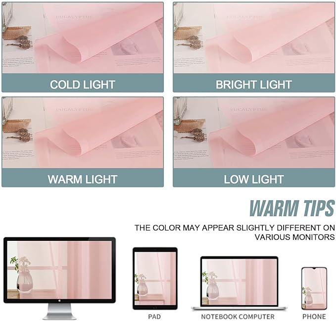Blush Pink Sheer Curtains Tier 30 Inches Length 2 Panels, Light Filtering - Image 7