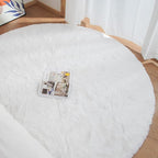 ORINOVA White Round Shag Rugs 6ft Faux Rabbit Washable Fur Area Rugs - Image 2