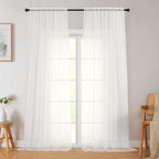 Ivory Sheer Curtains for Bedroom Living Room 96 Inches Long 2 Panels, Modern by WelvetBLK