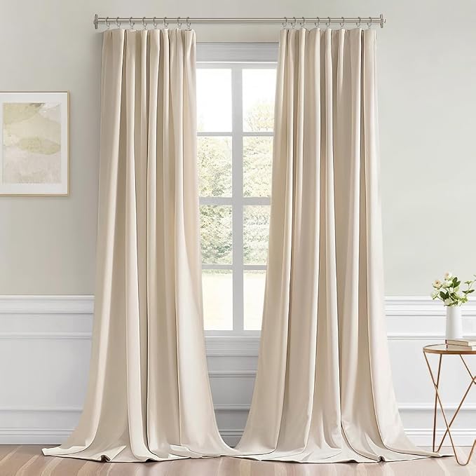 MIULEE Back Tab Cream Beige Curtains 92 Inch Long 2 Panels Set - Image 9