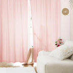 HOMEIDEAS Non-See-Through Blush Pink Privacy Sheer Curtains, 52 X 45 Inches by HOMEIDEAS