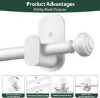 KAMANINA White Curtain Rod No Drilling 32 to 58 Inches, 5/8 Inch Adjustable - Image 9