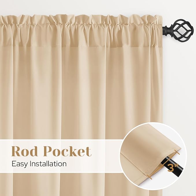 HOMEIDEAS Non-See-Through Beige Privacy Sheer Curtains, 52 X 63 Inches Long 2 - Image 5
