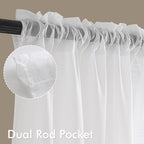MIULEE White Sheer Curtains 100 Inches Long, 4 Panels Set, Light Filtering - Image 3