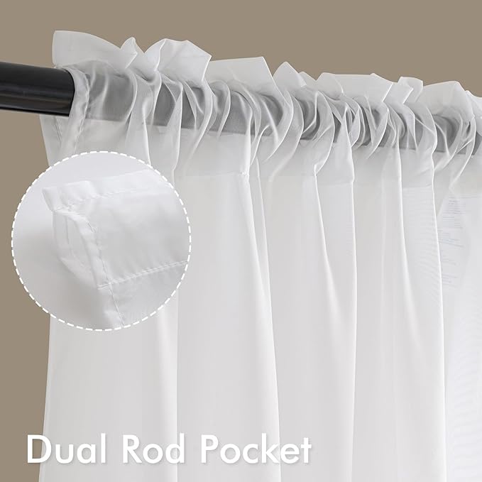 MIULEE White Sheer Curtains 94 Inches Long, 4 Panels Set, Light Filtering Voile - Image 3