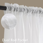 MIULEE Short Sheer Curtains 54 Inches Long, 4 Panels Set, Light Filtering Rod - Image 3