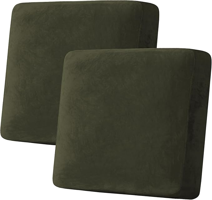 H.VERSAILTEX Velvet Stretch Couch Cushion Cover Plush Cushion Slipcover by HVERSAILTEX