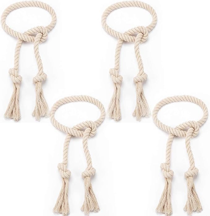 4 Pcs Hand Woven Curtain Tiebacks No Drilling by Apipi