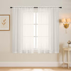 Ivory Window Sheer Curtains 54 inch Length, Soft Airy Light Filtering Sheer by Home
