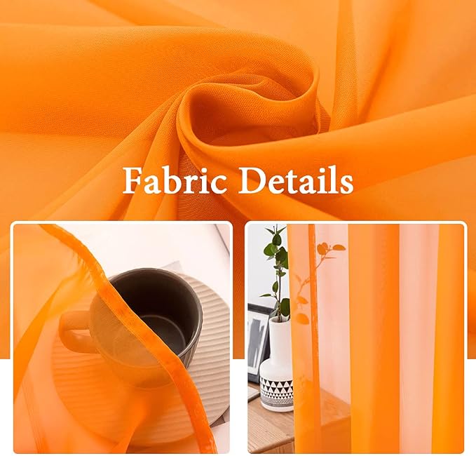 MIULEE 2 Panels Solid Color Sheer Window Curtains Elegant Window Voile - Image 3