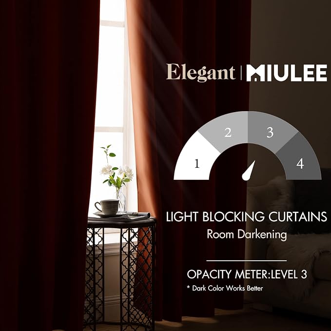 MIULEE 90" Long Blackout Curtains Room Darkening Thermal Insulated Fall Drapes - Image 2