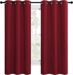 NICETOWN Christmas Burgundy Red Kitchen Blackout Curtain Panels, Thermal - Image 2