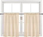 DWCN Beige Sheer Curtains for Kitchen Windows - Image 9