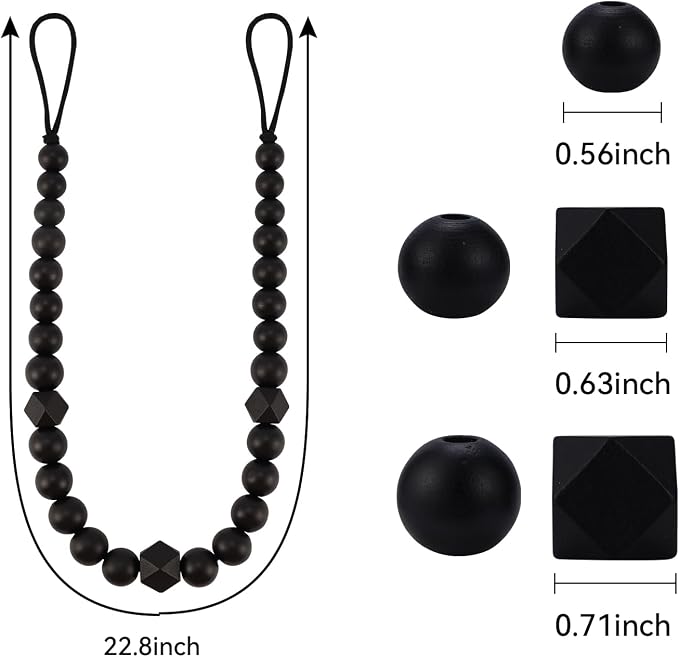 Wood Bead Curtain Tiebacks, KLOGTSIND Set of 6 Curtain Holdbacks - Image 4