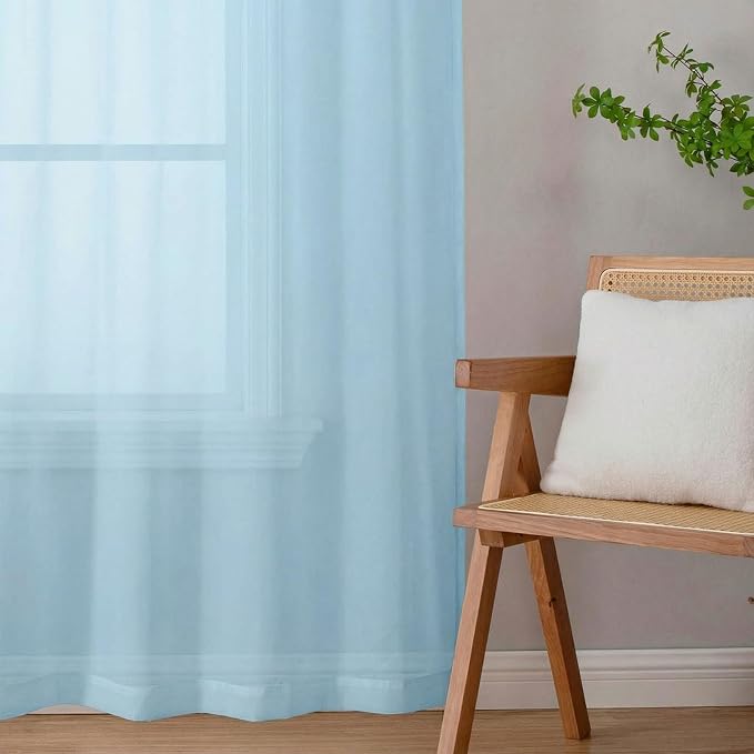 Sheer Curtains 84 Inches Long 2 Panels Set - Image 9