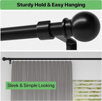 Curtain Rods for Windows 66 to 120 inch, 2 Pack Black Long Curtain Rod - Image 6