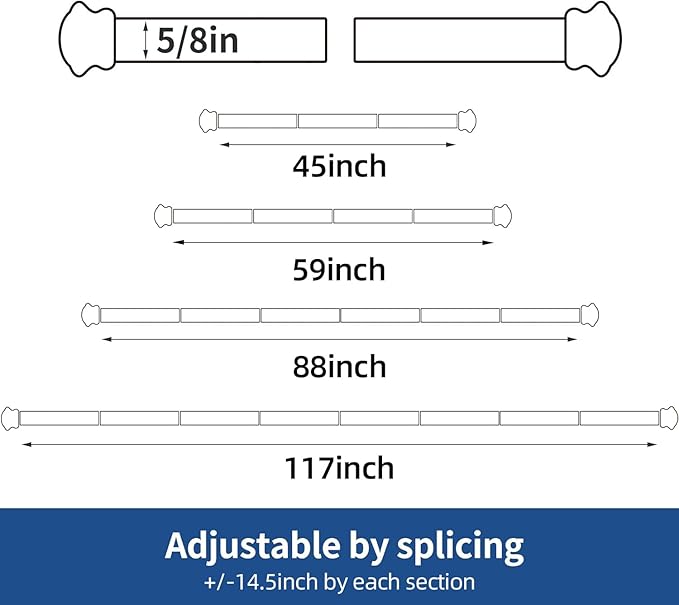 Small Curtain Rods for Windows 30" to 60" 5/8 Inch Standard Decorative Brown - Image 4