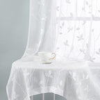 HOMEIDEAS White Sheer Curtains 52 X 84 Inches Length 2 Panels Embroidered Vine - Image 7