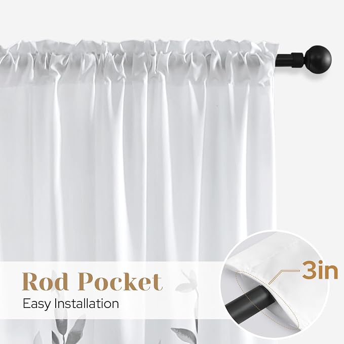 HOMEIDEAS Non-See-Through Light Grey and White Privacy Sheer Curtains 52 X 96 - Image 7