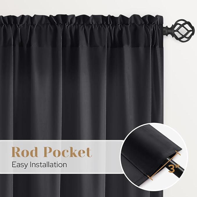 HOMEIDEAS Halloween Non-See-Through Black Privacy Sheer Curtains, 52 X 54 - Image 6