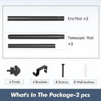 Curtain Rods for Windows 2 Pack 36-48 inch, 5/8 inch Matte Black Curtain Rod - Image 7