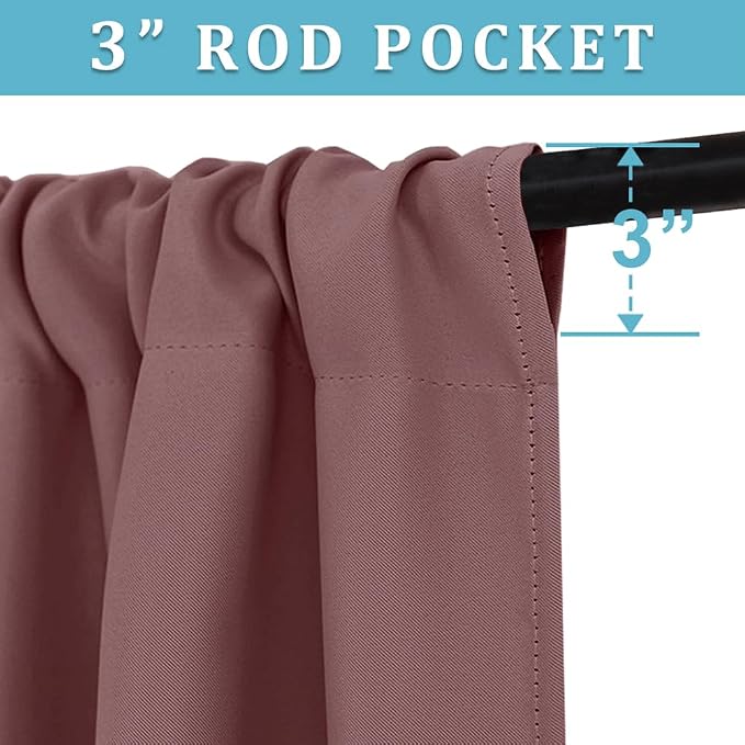 RYB HOME Blackout Curtains for Bedroom Living Room 72 inches Long, Thermal - Image 2