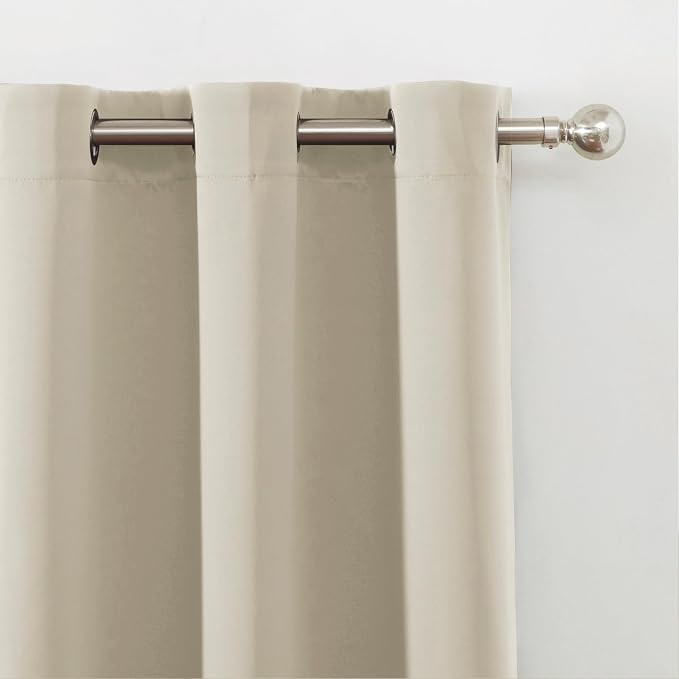 LEMOMO Light Beige Blackout Curtains 42 x 54 Inch Length Set of 2 Panels - Image 7