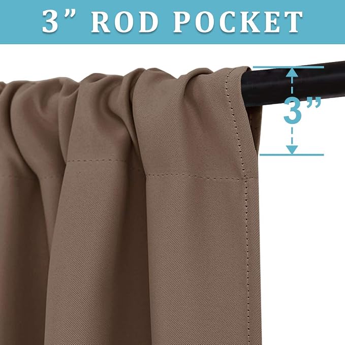 RYB HOME Blackout Curtains for Bedroom Living Room 63 inches Long, Thermal - Image 2