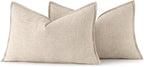 MIULEE Decorative Linen Lumbar Pillow Covers 12x24 Inch Natural Beige Boho - Image 6