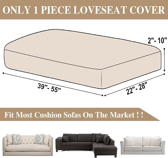 Couch Cushion Cover Loveseat Cover or 2 Seat Sofa Cover Washable Stretch - Image 6