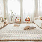 Creamy White Rabbit Plush Rug 6'x9', Fluffy Faux Fur Shaggy Area Rug by CHOVY