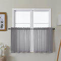 Gwine Charcoal Grey Sheer Curtain Tiers 24 Inch Length, Light Filtering Voile by Gwine