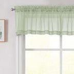 Light Green Valances for Windows, Light Green Sheer Curtains 14 Inch Length 2 by WelvetBLK