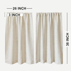 Faux Linen Kitchen Curtains 36 Inch Length Cafe Curtain Tiers - Image 7