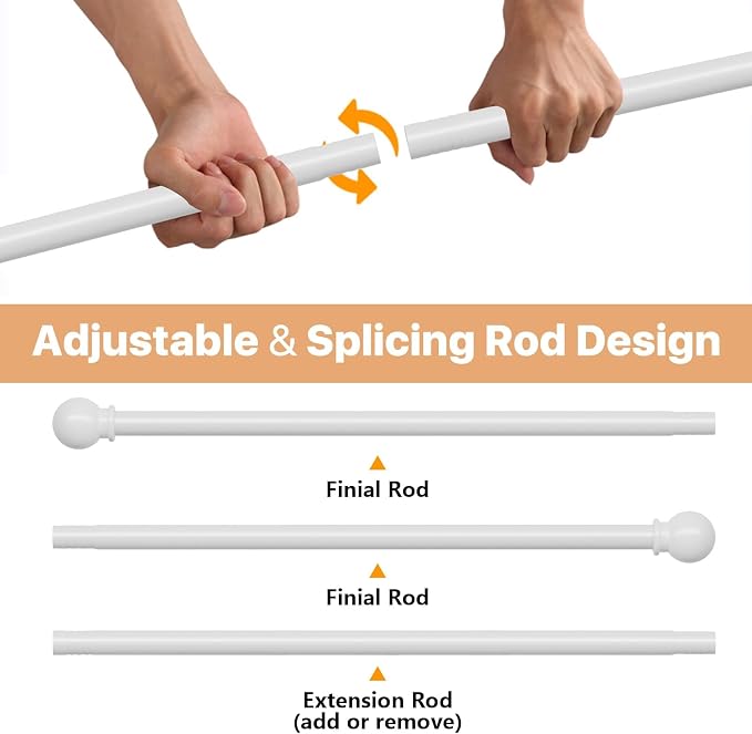 White Curtain Rods for Windows 28 to 48 Inch, Heavy Duty Curtain Rod Set - Image 3