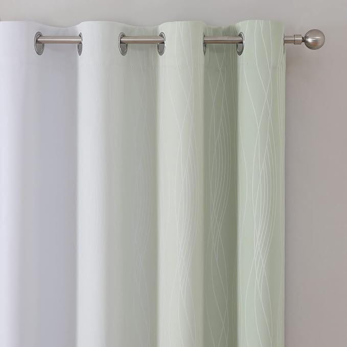 Estelar Textiler Sage Green and Greyish White Ombre Short Blackout Cafe - Image 4