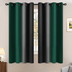 Yakamok Blackout Ombre Dark Green and Black Curtains-Gradient Room Darkening by Yakamok