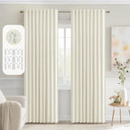 MIULEE Cream Back Tab Blackout Curtains 72 Inches Long 2 Panels Set by MIULEE
