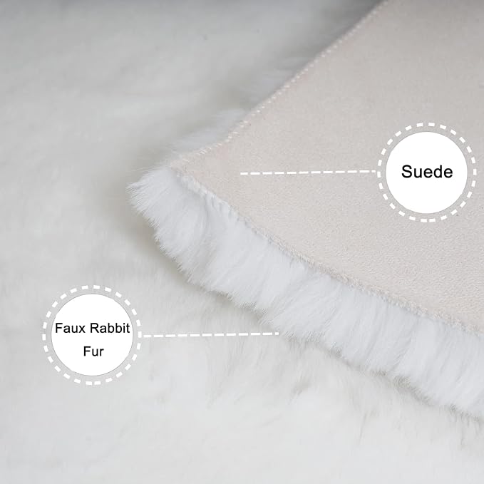 Ghouse Ultra Soft Faux Rabbit Fur Rug 2x3, Machine Washable Area Rugs - Image 3