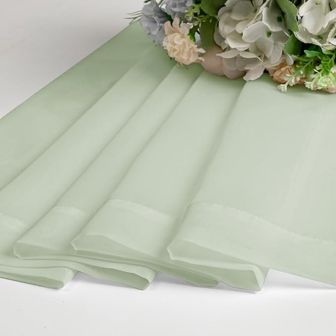 Lecloud Light Green Sheer Curtains 96 Inches Long 2 Panels, Modern Light - Image 8