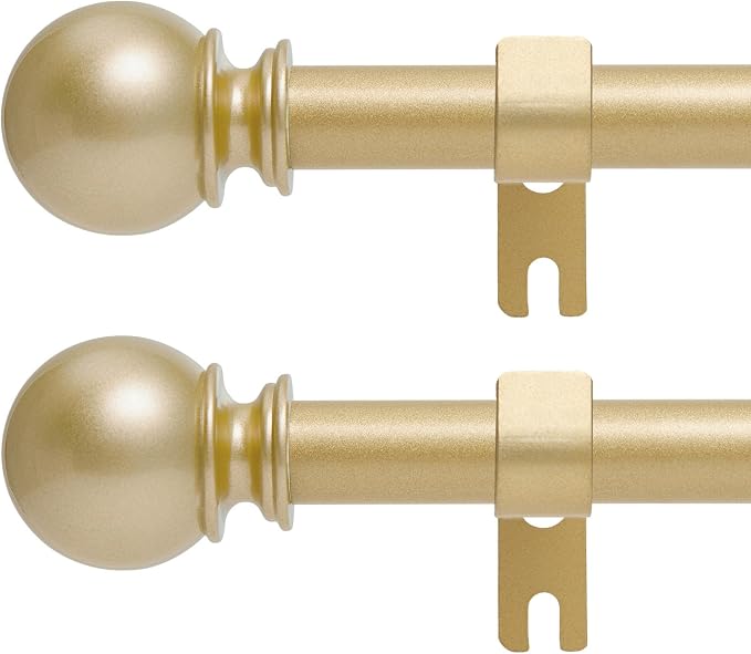 Gold Curtain Rods for Windows 28 to 60 Inch by Poskena