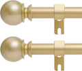 Gold Curtain Rods for Windows 48 to 84, 2 Pack 5/8 Inch Black Heavy Duty Metal by Poskena